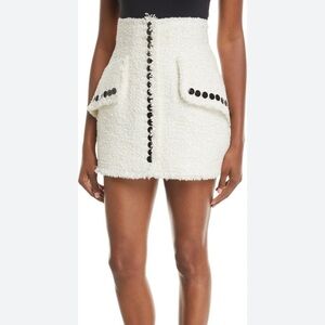 Alexander Wang Elegant ivory tweed skirt with black buttons